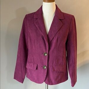 Studio works women’s soft faux suede blazer jacket lightweight NWOT berry size 8